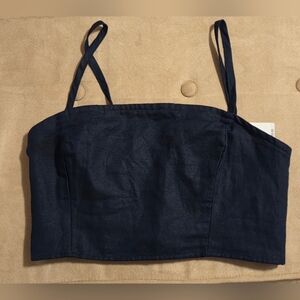 Gap Navy Blue Linen-Cotton Cropped Tube Top NWT.
